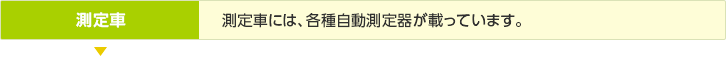 測定車／測定車には、各種自動測定器が載っています。